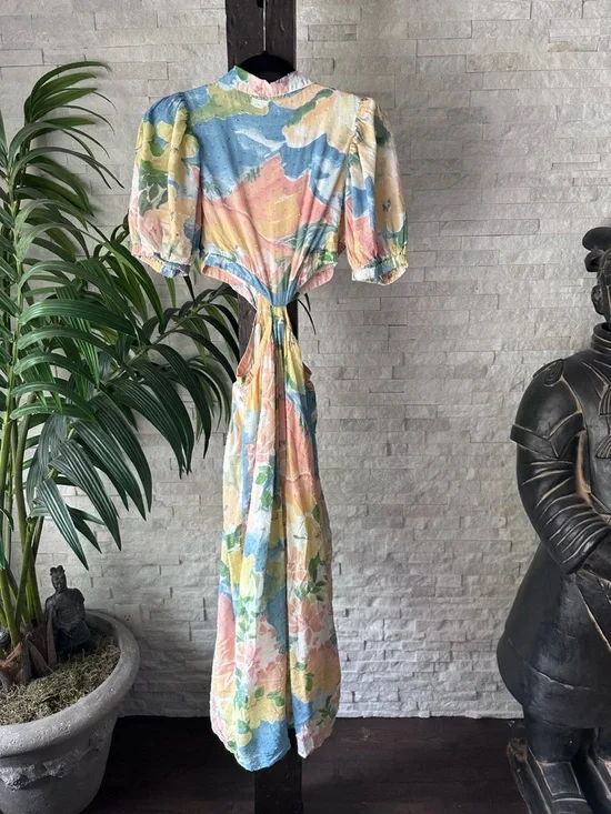 Girl & The Sun Anthropologie Cotton Rayon Multicolor Kylo Maxi Dress Size XS - Picture 9 of 10